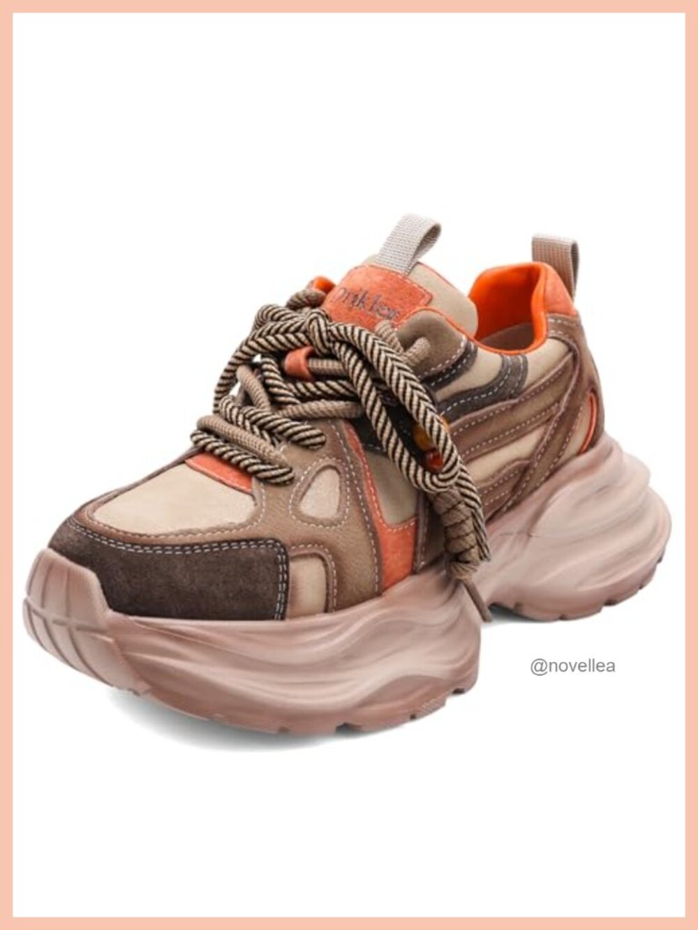 Women's Chunky Platform Sneakers Breathable Lightweight Leather Running Walking